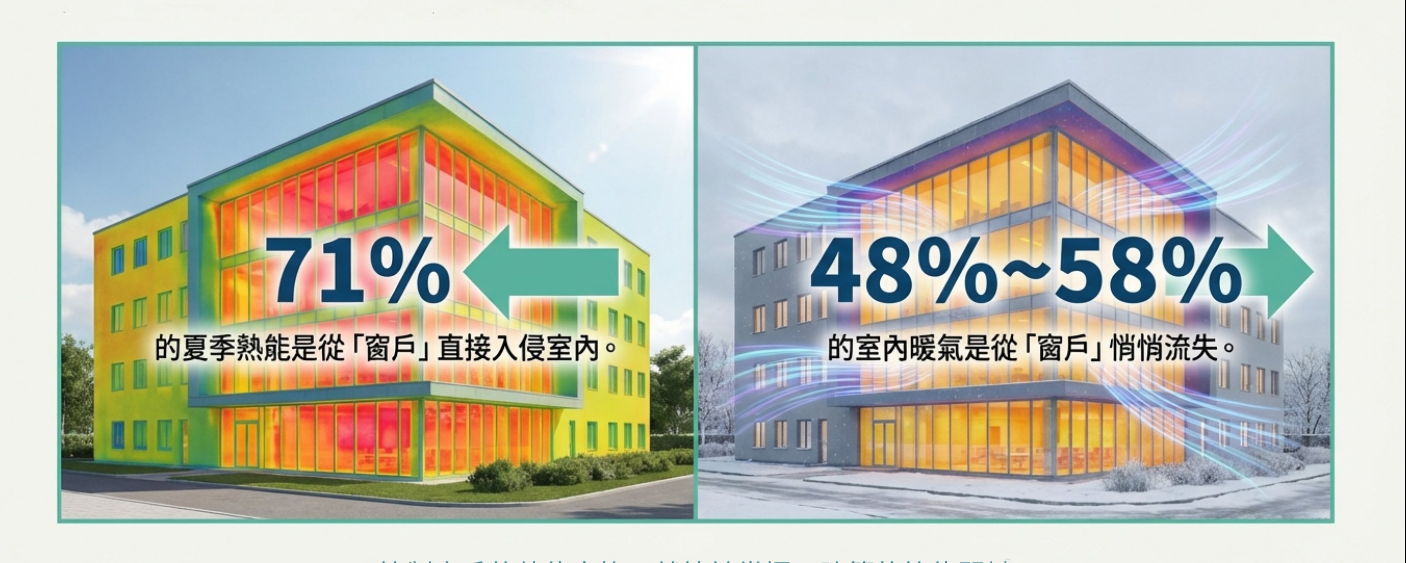 建築節能缺口：71%夏季熱能從窗戶入侵，48~58%暖氣從窗戶流失